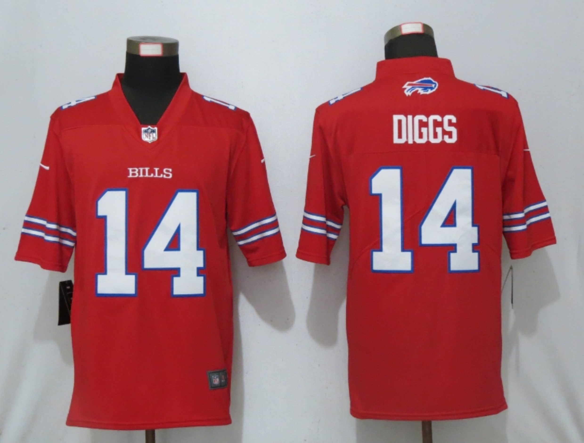 Men New Nike Buffalo Bills 14 Diggs Navy Red Color Rush Limited Jersey